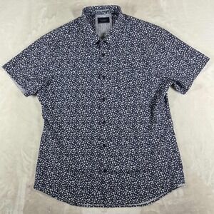 7 Diamonds 4 Way Stretch Shirt Men's Large Blue Geometric Performance Stretch